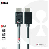 Club 3d displayport 2.1 vesa dp80 gecertificeerde kabel male-male (zwart, 1,2 meter, 4k 240hz, 8k 60hz, 80gbps)