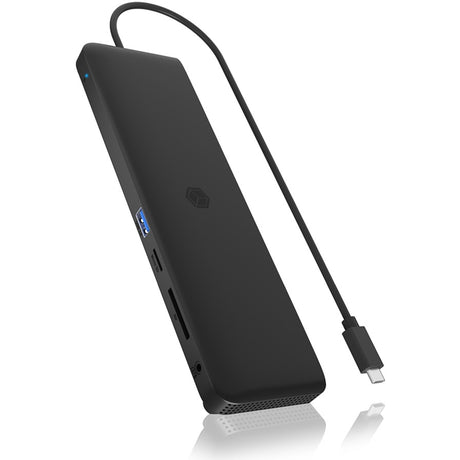 Icy box ib-dk2116-c 11-in-1 mobile dockingstation with triple video output (zwart, hdmi, displayport, lan, usb type-c)