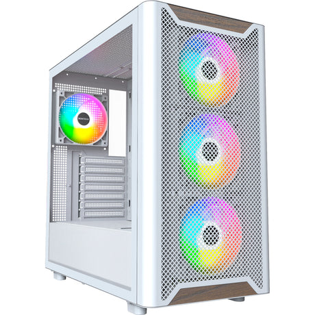 Montech xr wood midi tower behuizing (wit | 1x usb-a | 1x usb-c | rgb | window)