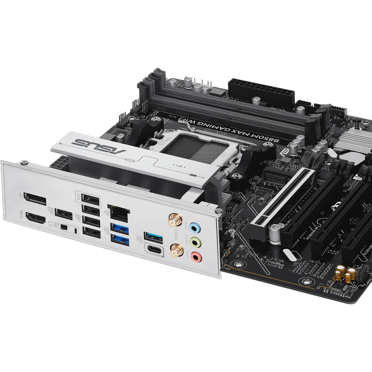 Asus b850m max gaming wifi socket am5 moederbord (gbe-lan, wi-fi 6, bt, sound, µatx)