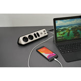 Brennenstuhl ®estilo hoekaansluitdoosstrook met usb laadfunctie 4-weg 2x b eschermend contactdoos 2x euro zilver zwart
