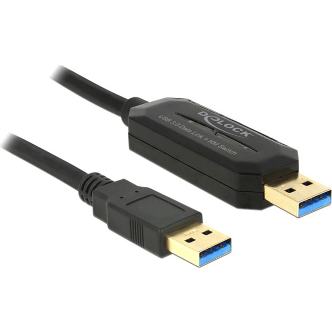 Delock data link + km switch usb-a 3.2 gen 1 naar usb-a 3.2 gen 1 kabel (zwart, 1,5 meter)