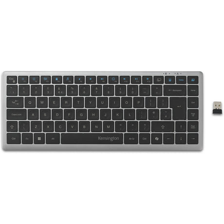 Kensington kb435 eq rechargeable multi-device compact keyboard (grijs, us-international lay-out (qwerty), scissor switches, 80% (tkl), usb, 2,4 ghz, bluetooth 5.4)