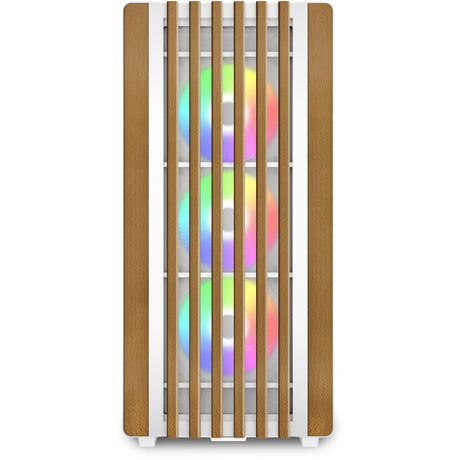 Sharkoon rebel c70g rgb midi tower behuizing (wit houtkleur | 2x usb-a | 1x usb-c | rgb | tempered glass)