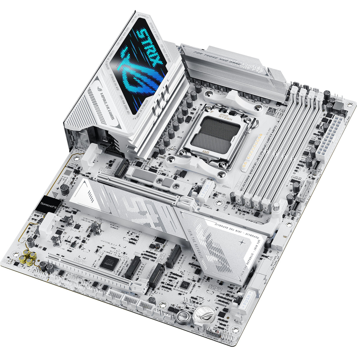 Asus rog strix x870e-a gaming wifi7 neo socket am5 moederbord (wit, raid, 5 gb-lan, wi-fi 7, bt 5.4, sound, atx)