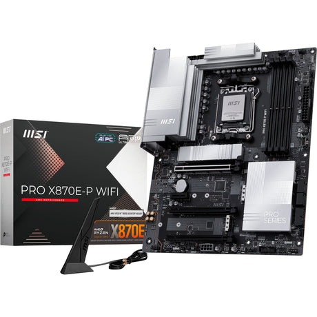 Msi pro x870e-p wifi socket am5 moederbord (zwart, raid, 5gb-lan, wi-fi 7, bt, sound, atx)