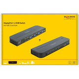 Delock displayport 1.4 kvm switch kvm-switch (zwart, 8k 30 hz, usb 3.0, audio)