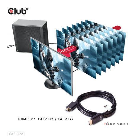 Club 3d gecertificeerde ultra high speed hdmi 2.1 kabel (zwart, 2 meter, 8k)