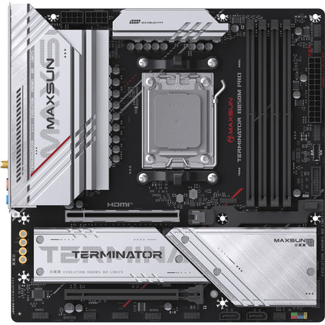 Maxsun ms-terminator b850m pro wifi socket am5 moederbord (zwart, raid, 2.5 gb-lan, wlan, bt, sound, µatx)