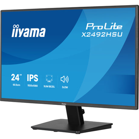 Iiyama prolite x2492hsu-b1 24 monitor (zwart (mat), 1x displayport, 1x hdmi, 2x usb-a, 120 hz)