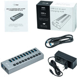 I-tec usb 3.0 charging hub 10 port + power adapter usb-hub (zwart)