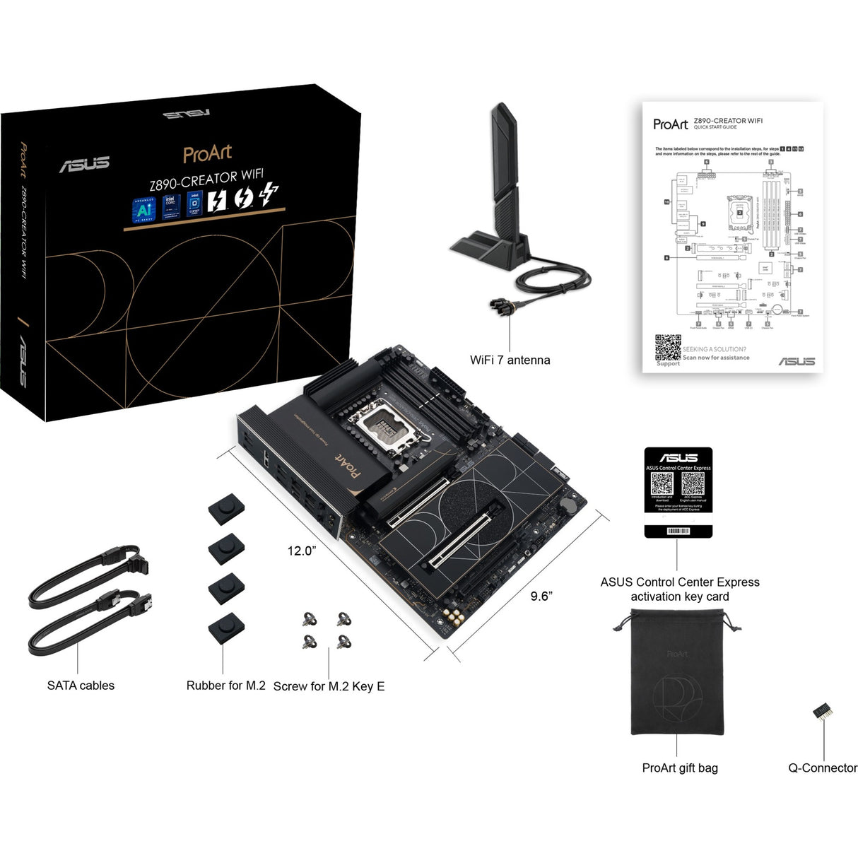 Asus proart z890-creator wifi socket 1851 moederbord (raid, 2.5gb-lan, 10gb-lan, wi-fi 7, bt, sound, atx)