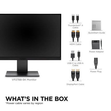 Viewsonic vp2788-5k mac-compatible 27 monitor (zwart, 1x displayport, 1x hdmi, 2x usb-c, 2x usb-a, 2x thunderbolt)