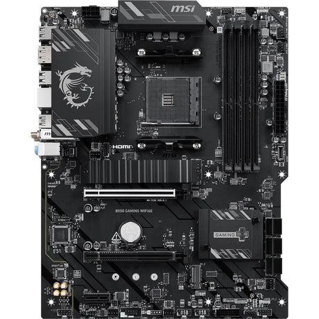 Msi b550 gaming wifi6e socket am4 moederbord (zwart zilver, raid, gb-lan, wi-fi 6e, sound, atx)