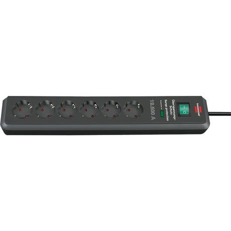 Brennenstuhl secure-tec 19.500a stekkerdoos met overspanningsbeveiliging 6-voudig antraciet 2m h05vv-f 3g1,5