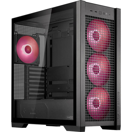 Asus tuf gaming gt302 argb midi tower behuizing (zwart | 2x usb-a | 1x usb-c | rgb | tempered glass)