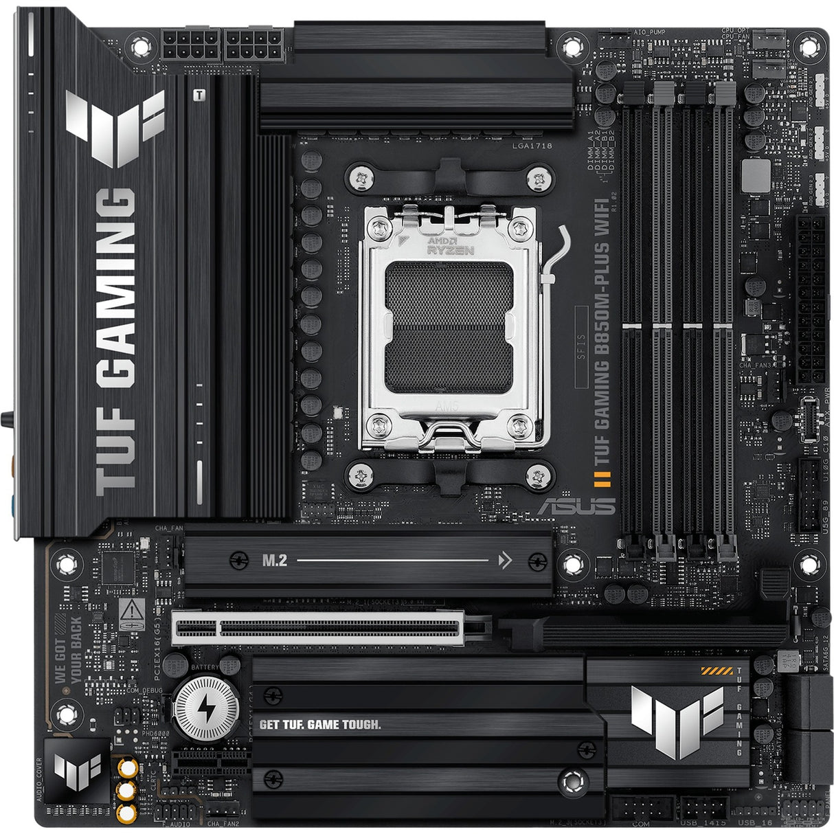 Asus tuf gaming b850m-plus wifi socket am5 moederbord (2.5gb-lan, wi-fi 6e, bt, sound, µatx)