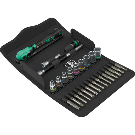 Wera zyklop speed-knarrens.8100 sa 14 gereedschapsset (zwart groen, 28-delig, omschakelpal, 1 4 aandrijving, metrisch)