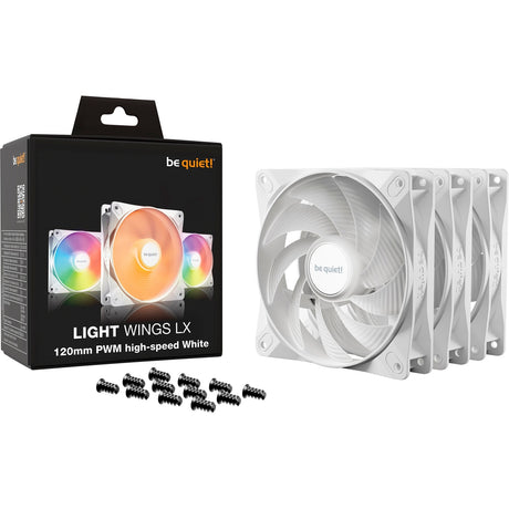 Be quiet! light wings lx pwm high-speed rgb case fans (wit, 3 stuks, 120 x 120 x 25 mm)