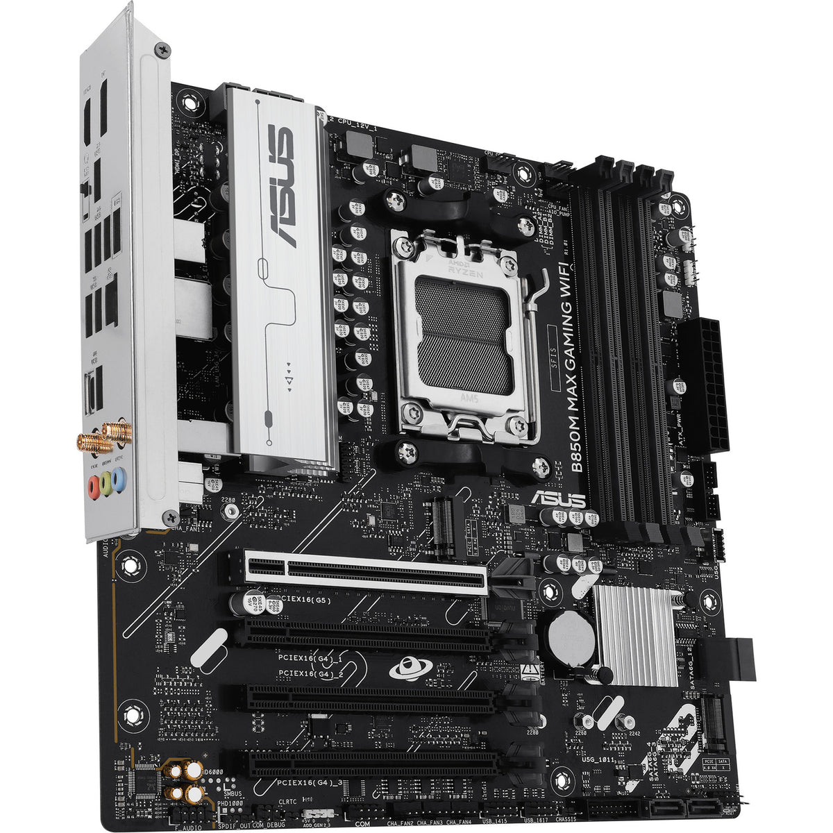 Asus b850m max gaming wifi socket am5 moederbord (gbe-lan, wi-fi 6, bt, sound, µatx)