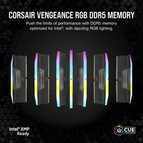 Corsair vengeance rgb 32 gb ddr5-6000 (2x 16 gb) werkgeheugen (zwart, cmh32gx5m2b6000c38, xmp 3.0)