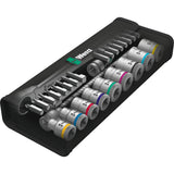 Wera 8100 sb 11 zyklop metalen ratelset, 3 8 gereedschapsset (zwart groen, 29-delig, volledig metalen ratel met vierkantaandrijving)