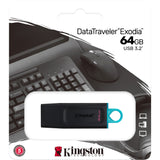 Kingston datatraveler exodia 64 gb usb-stick (zwart turquoise, dtx 64gb)