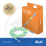 Club 3d usb-c beaded cable blue, 2 meter kabel (blauw)
