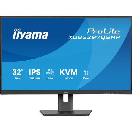 Iiyama prolite xub3297qsnp-b1 32 monitor (zwart, 1x displayport, 1x hdmi, 4x usb-c, 2x usb-a, 1x rj-45)