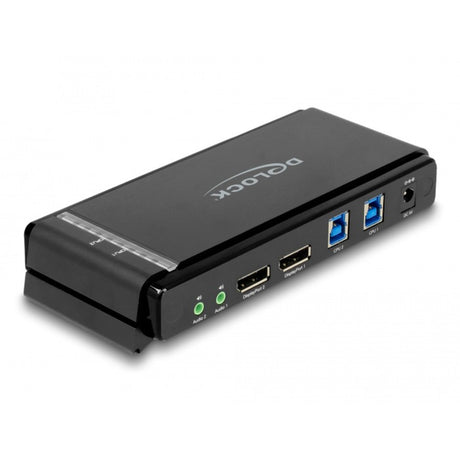 Delock displayport 1.4 kvm switch, 8k 60hz, usb 3.2 gen 1, audio kvm-switch (grijs zwart)
