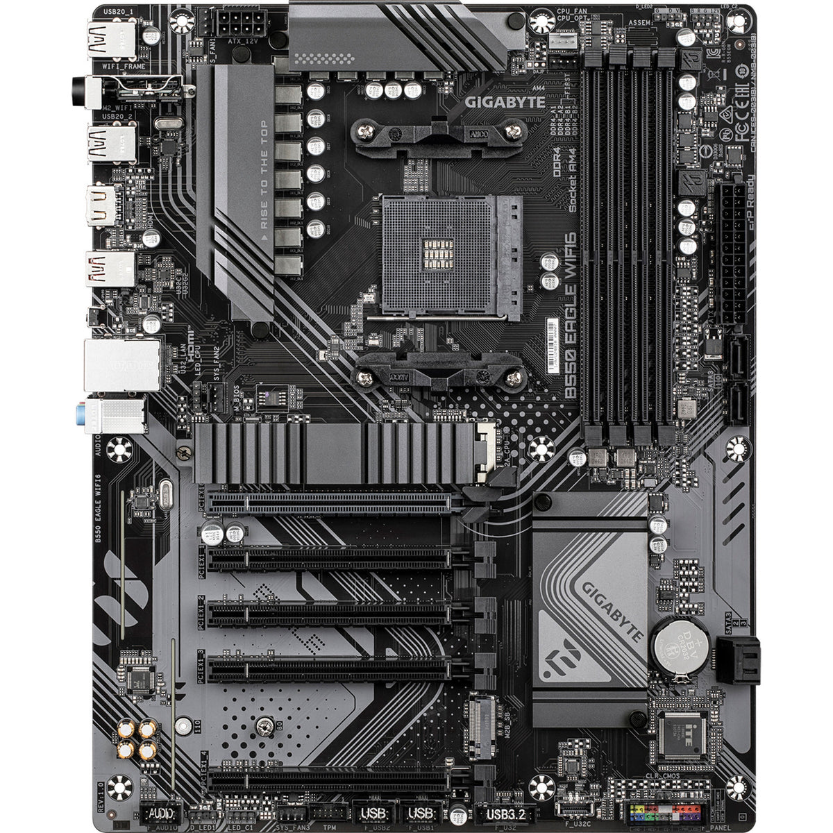 Gigabyte b550 eagle wifi6 socket am4 moederbord (zwart grijs, raid, gb-lan, wi-fi 6, bt, sound, atx)