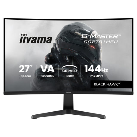 Iiyama g-master black hawk g2471hs-b1 27 curved gaming monitor (zwart, 1x displayport, 1x hdmi, 2x usb-a, 144 hz)
