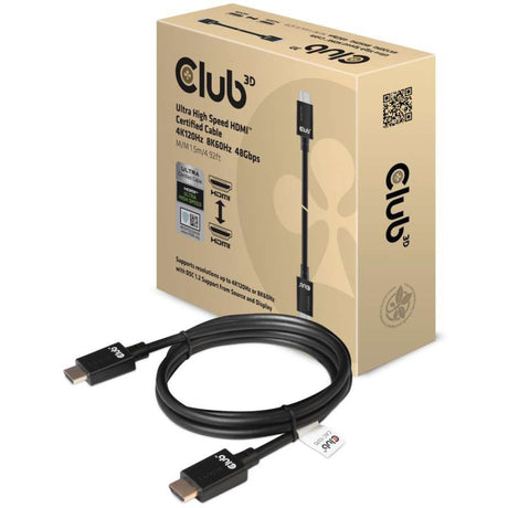 Club 3d gecertificeerde ultra high speed hdmi 2.1 kabel (zwart, 1,5 meter, 8k)
