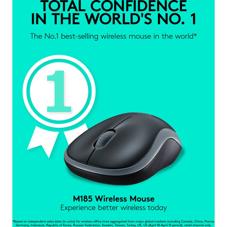 Logitech wireless mouse m185 (grijs, retail)