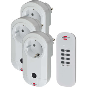 Brennenstuhl rc ce1 3001, set van 3 draadloze stopcontacten (met handzender en verhoogde aanraakbescherming) wit