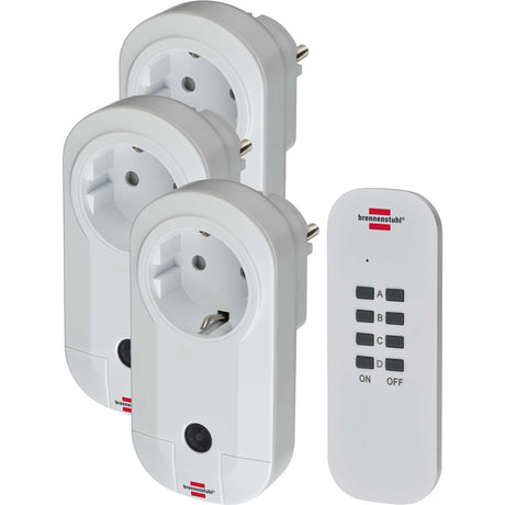 Brennenstuhl rc ce1 3001, set van 3 draadloze stopcontacten (met handzender en verhoogde aanraakbescherming) wit
