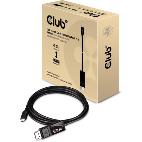 Club 3d usb-c naar displayport 1.4 kabel (zwart, 1,8 meter)