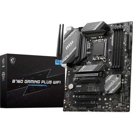 Msi b760 gaming plus wifi socket 1700 moederbord (grijs zwart, raid, 2.5gb-lan, wi-fi 6e, bt, sound, atx)