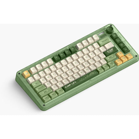 Iqunix zx75 camping wireless mechanical keyboard (groen, us lay-out (qwerty), cherry mx brown, 75%, rgb leds, hot-swappable, double-shot pbt, 2.4ghz | bluetooth 5.1 | usb-c)