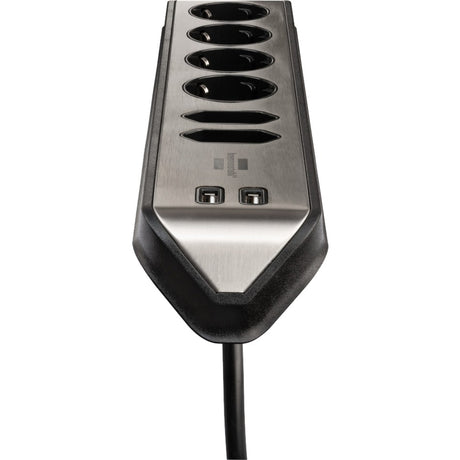 Brennenstuhl ®estilo hoekaansluitdoosstrook met usb laadfunctie 6-weg 4x b eschermend contactdoos 2x euro zilver zwart