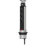 Brennenstuhl tower power usb-charger stekkerdoos 3-voudig met dubbele usb-laadingang 2m h05vv-f 3g1,5 volledig verzonken in tafelblad