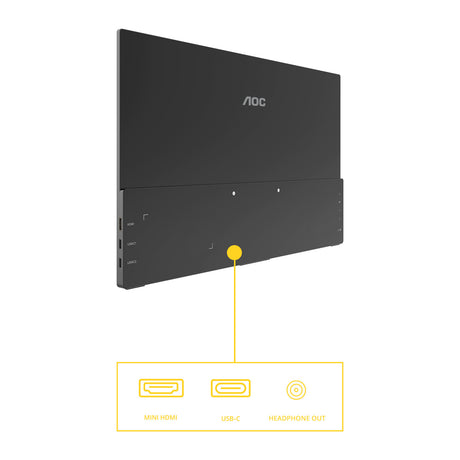 Aoc 16t20e2 15.6 monitor (zwart, 1x mini hdmi, 1x usb-c)