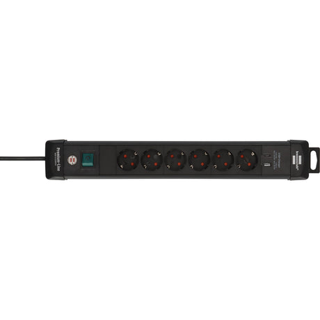 Brennenstuhl premium-line stekkerdoos 6-voudig met usb c pd 30w en usb a 18w stekkerdoos (zwart, 1x usb-a, 1x usb-c)