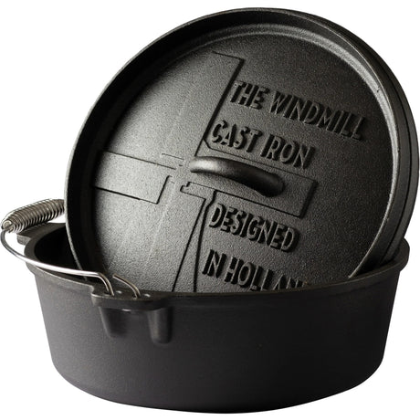 The windmill dutch oven 6 qt zonder pootjes kookpan (zwart, ø 31,5 cm | 5.9 liter)