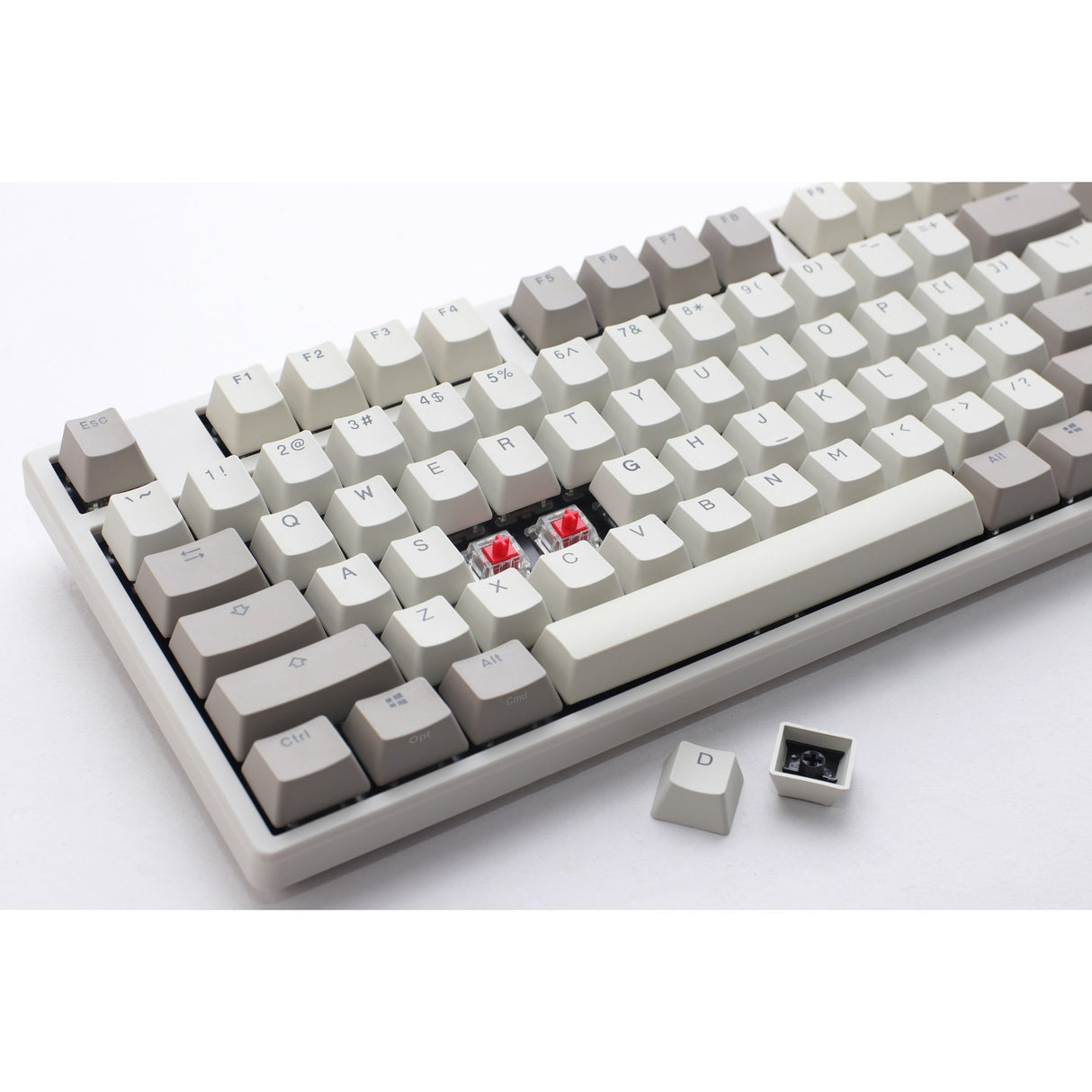 Ducky origin vintage, toetsenbord (grijs, us lay-out, cherry mx blue, hot swap, pbt double-shot keycaps)