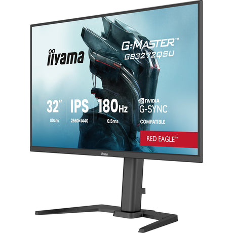 Iiyama g-master red eagle gb3272qsu-b1 31.5 gaming monitor (zwart (mat), 1x displayport, 2x hdmi, 2x usb-c, 2x usb-a, 180 hz)