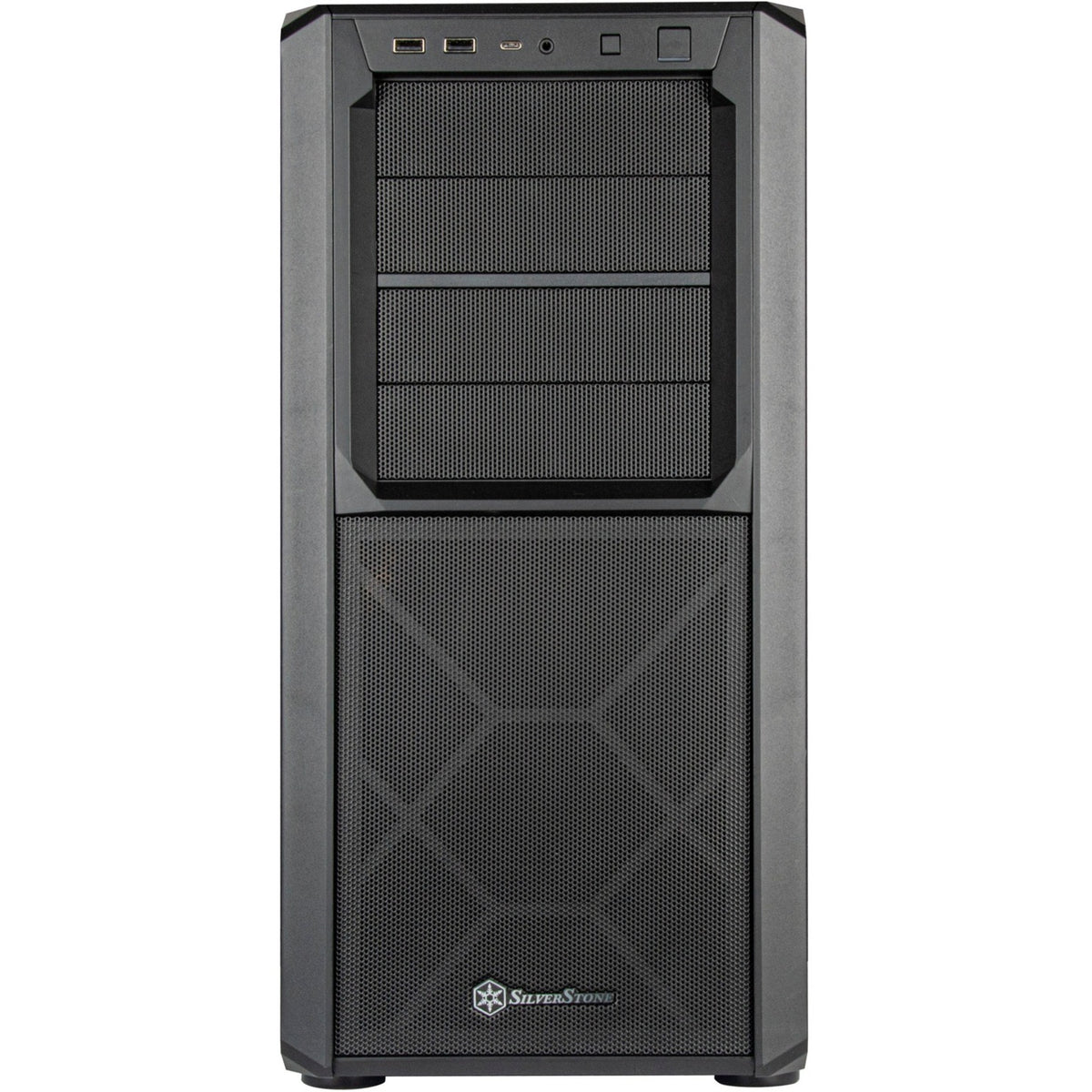 Silverstone sst-sed1-b midi tower behuizing (zwart | 2x usb-a | 1x usb-c)