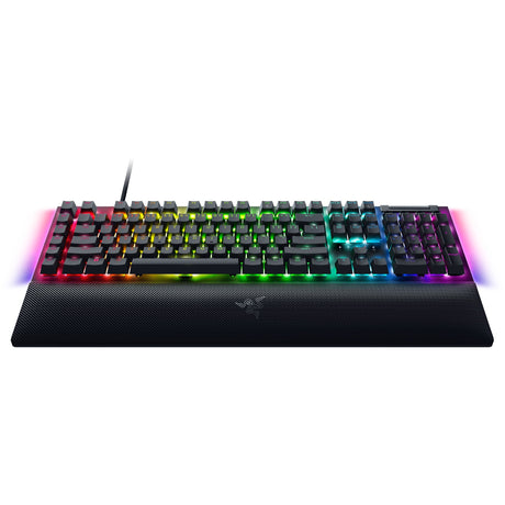 Razer blackwidow v4 rgb mechanisch gaming toetsenbord (zwart, us lay-out (qwerty), yellow, 100%)