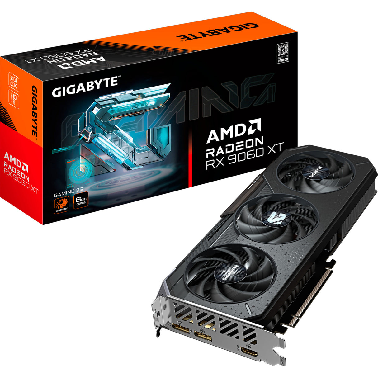 Gigabyte radeon rx 9060 xt gaming oc 8gb grafische kaart (rdna4, gddr6, 2x displayport, 1x hdmi)