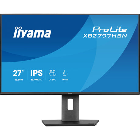 Iiyama prolite xb2797hsn-b1 27 monitor (zwart, 1x displayport, 1x hdmi, 2x usb-c, 2x usb-a, 1x rj-45)